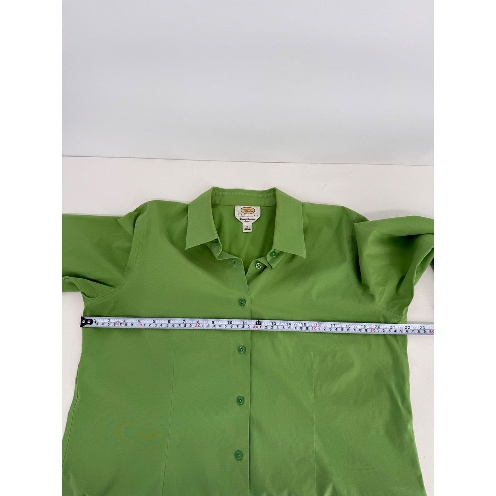 Talbots Petites Green Button Down Blouse Wrinkle Resistant Stretch Sz 16P - Picture 5 of 8